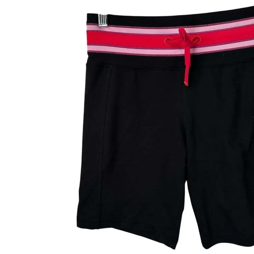 ALO Yoga Sweatpant Shorts Black Pink Stripe Women’s Lounge Core Gym Size Med